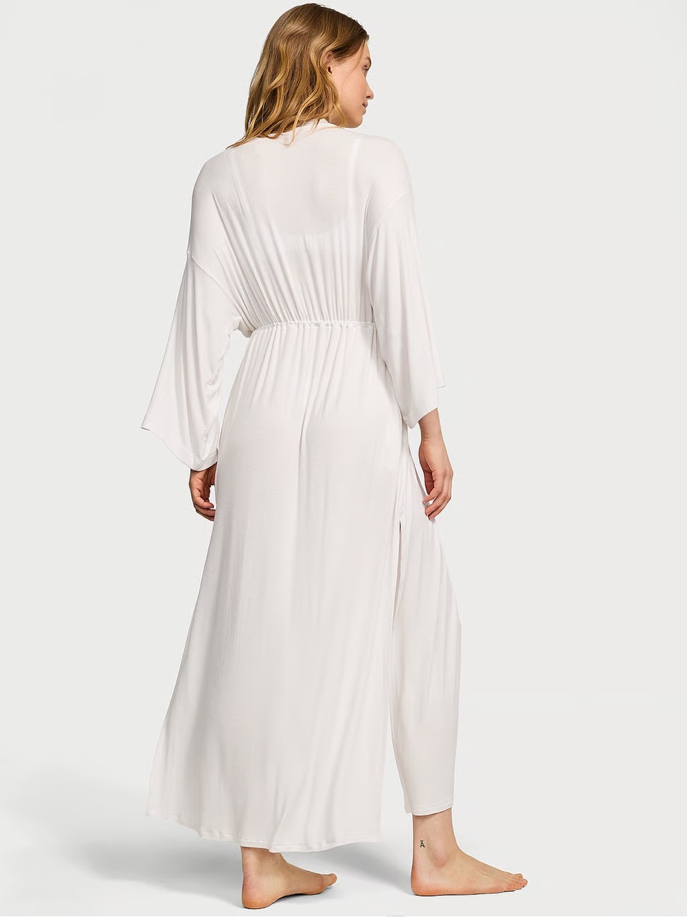 VS SoSoft™ Modal Ribbed Lace-Trim Long Robe - Picture 2 of 8